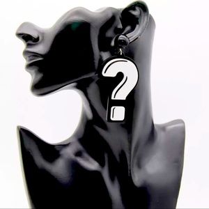 Cutest 80s Retro HuGE Question & Exclamation Mark Drop Earrings